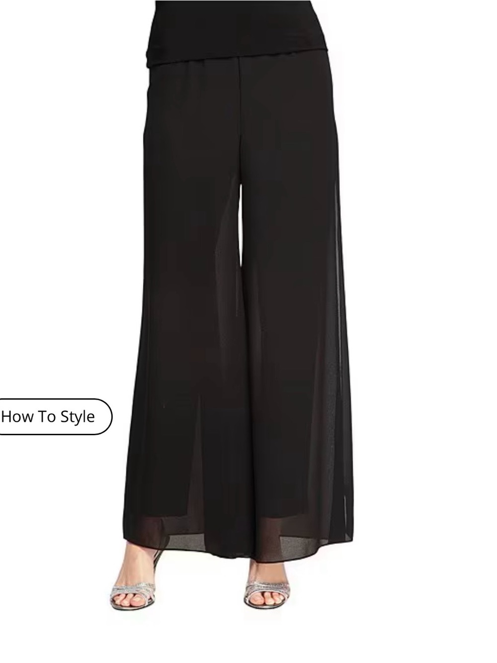 Alex Evenings Black Wide-Leg Palazzo Pants